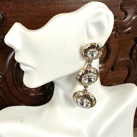 Amrita Singh gold tone and rhinestone post statement earrings - Picture 8 of 11